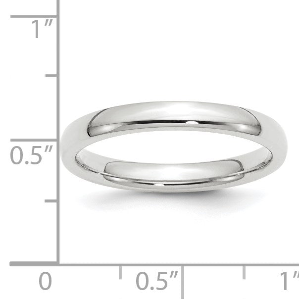 10k Weißgold 3 mm Standardgewicht Ehering mit Komfort-Passform