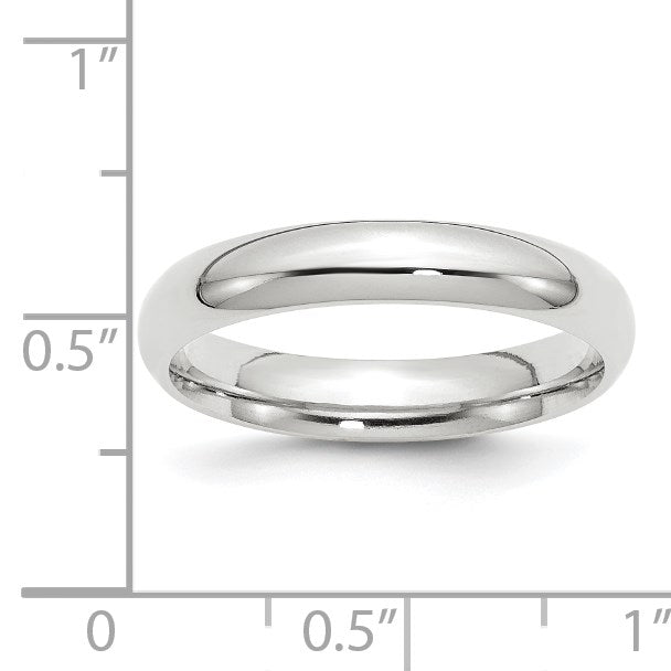 10K Weißgold Ehering, 4 mm, Standardgewicht, Komfort-Passform