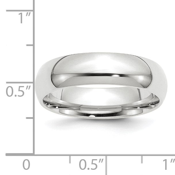 14K Weißgold 6 mm Ehering mit Standardgewicht und Komfort-Passform
