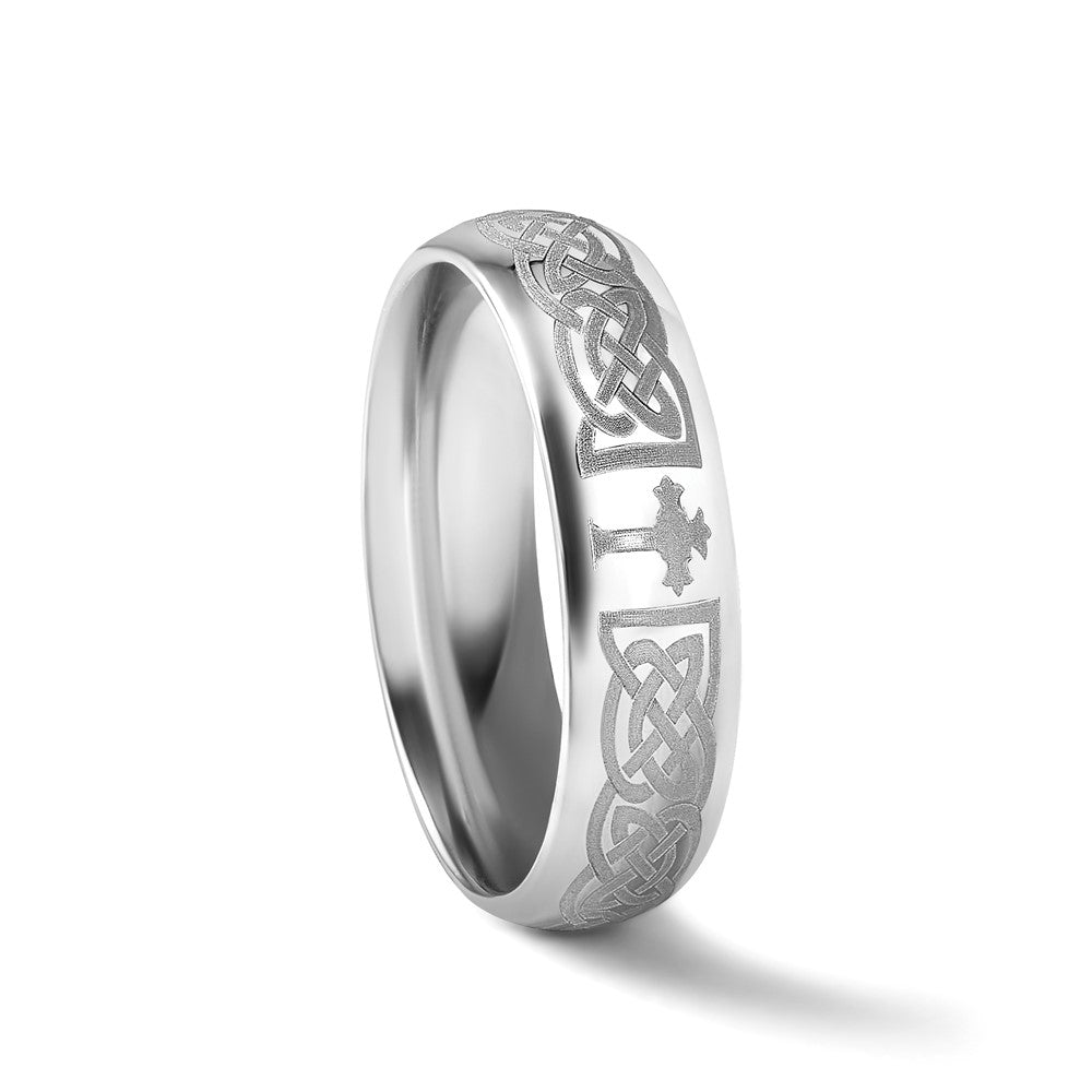 14K Weißgold 6 mm Ehering mit Standardgewicht und Komfort-Passform