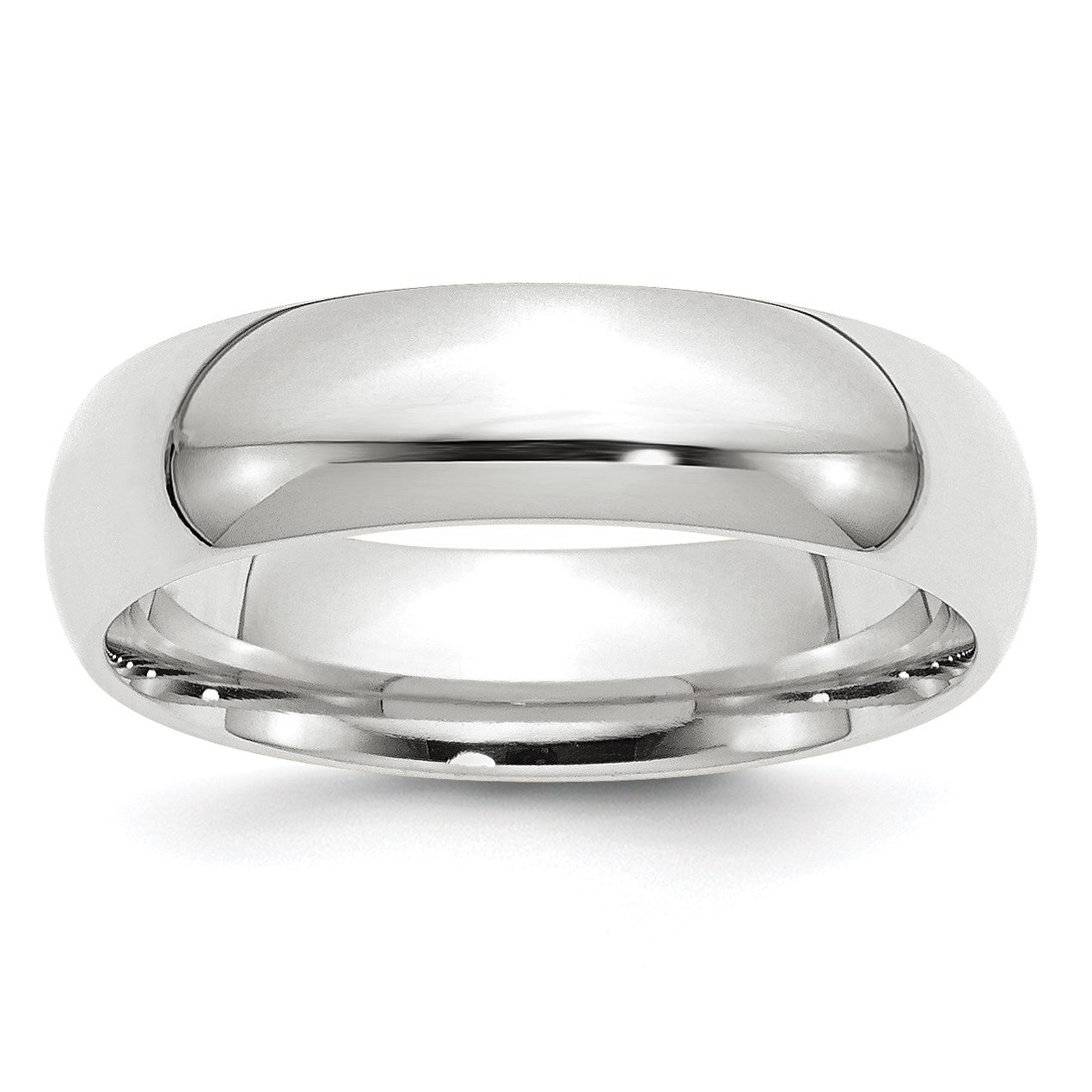 14K Weißgold 6 mm Ehering mit Standardgewicht und Komfort-Passform
