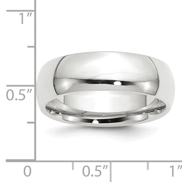 14K Weißgold 7 mm Ehering mit Standardgewicht und Komfort-Passform
