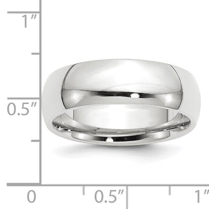 14K Weißgold 7 mm Ehering mit Standardgewicht und Komfort-Passform