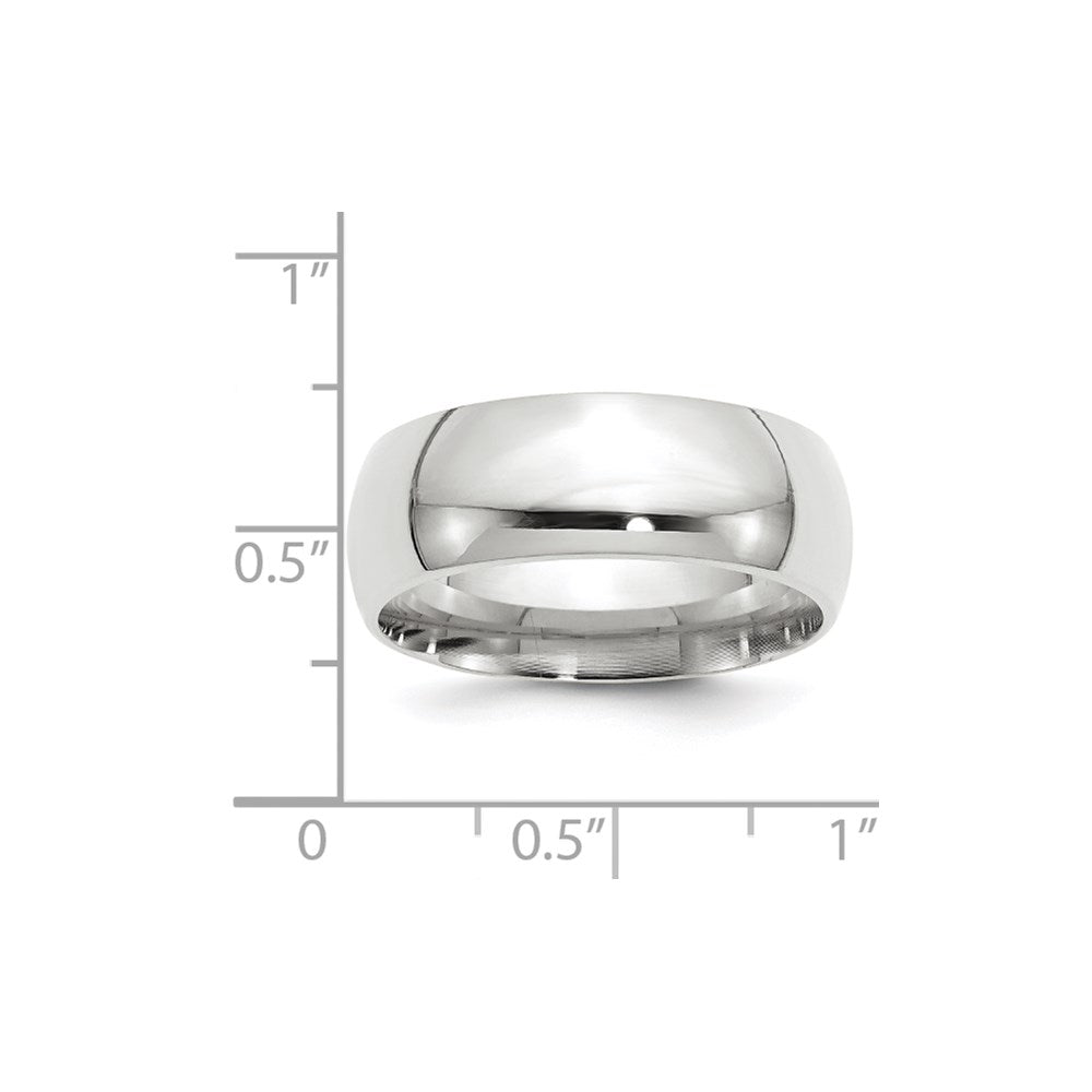 10K Weißgold 8 mm Ehering mit Standardgewicht und Komfort-Passform