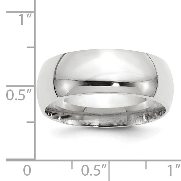 14K Weißgold 8 mm Ehering in Standardgewicht mit Komfort-Passform