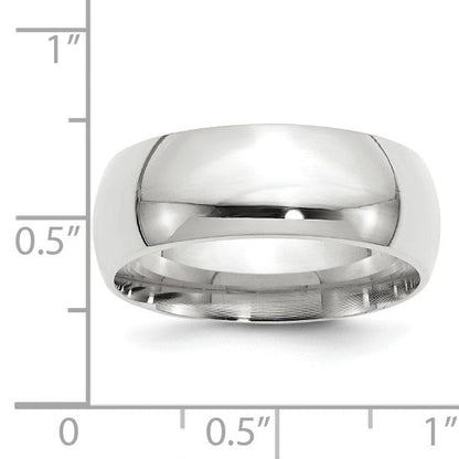14K Weißgold 8 mm Ehering in Standardgewicht mit Komfort-Passform