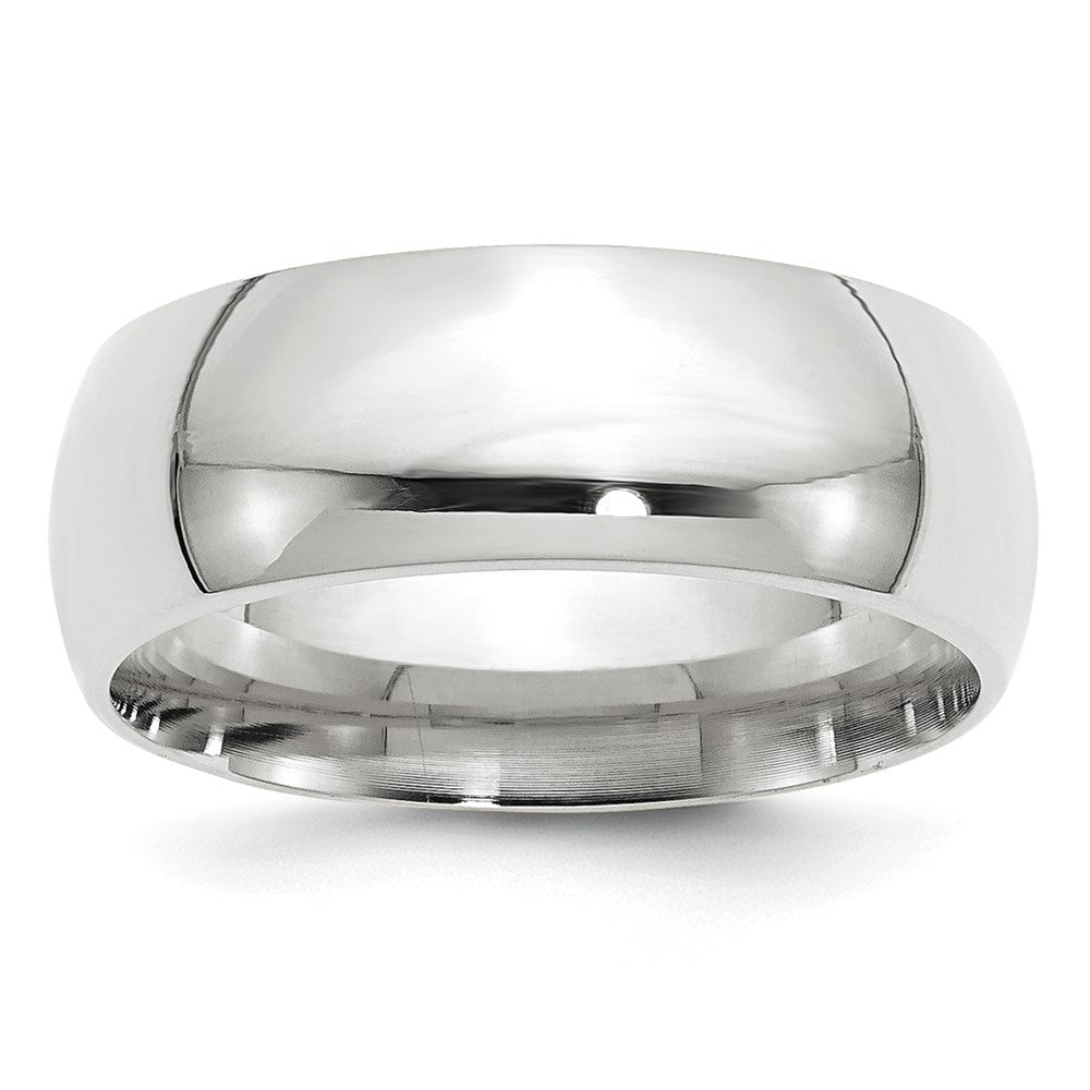 14K Weißgold 8 mm Ehering in Standardgewicht mit Komfort-Passform