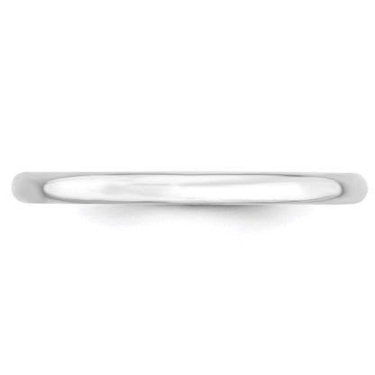 14K Weißgold 2 mm leichter Ehering mit Komfort-Passform