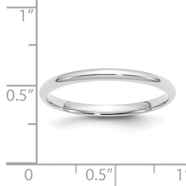 14K Weißgold 2 mm leichter Ehering mit Komfort-Passform