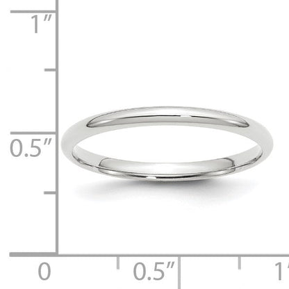 14K Weißgold 2 mm leichter Ehering mit Komfort-Passform