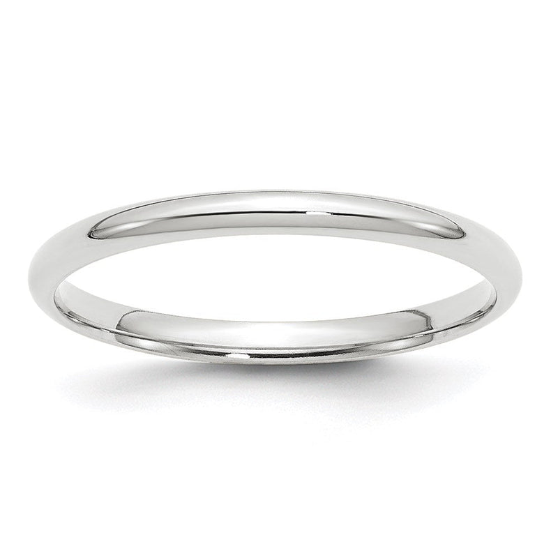 Ehering 10K Weißgold, 2 mm, leicht, Komfort-Passform