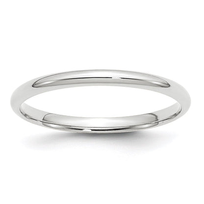 14K Weißgold 2 mm leichter Ehering mit Komfort-Passform