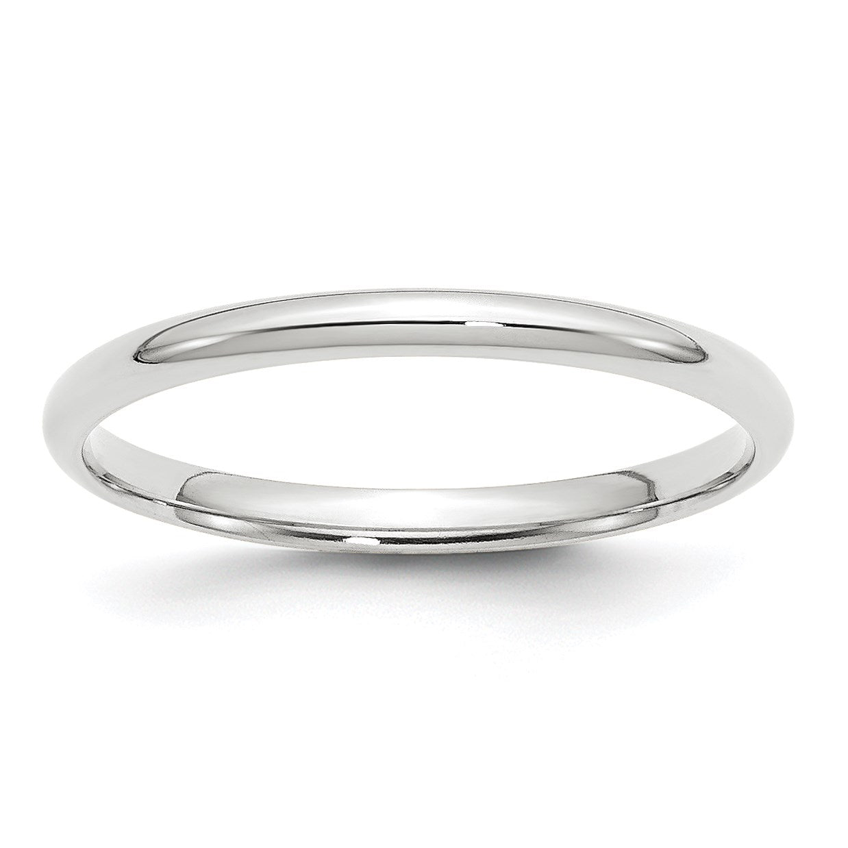 14K Weißgold 2 mm leichter Ehering mit Komfort-Passform