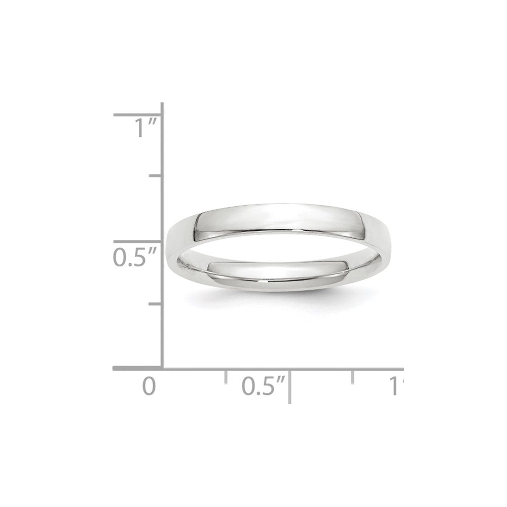 10K Weißgold 3 mm Ehering, leicht, mit Komfort-Passform