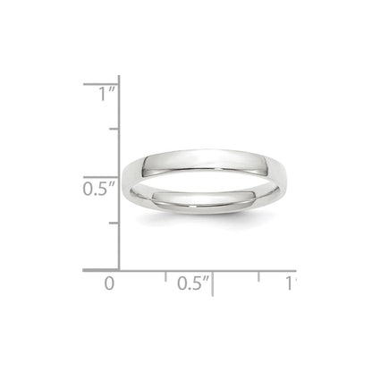 14K Weißgold 3 mm leichter Ehering mit Komfort-Passform