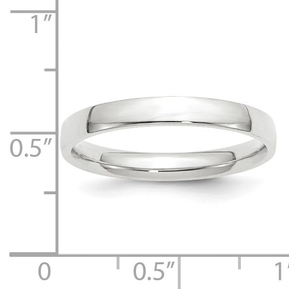 14K Weißgold 3 mm leichter Ehering mit Komfort-Passform