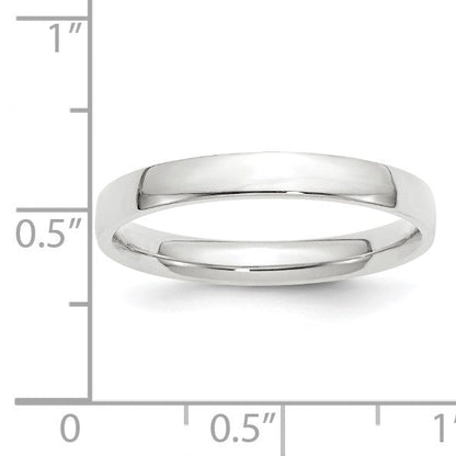 14K Weißgold 3 mm leichter Ehering mit Komfort-Passform