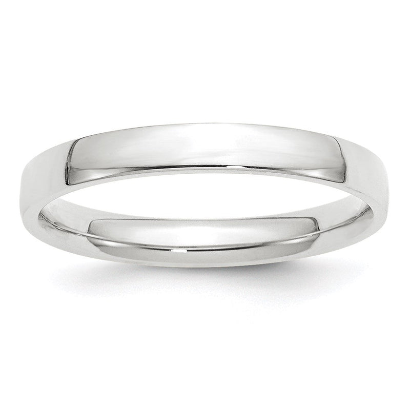 14K Weißgold 3 mm leichter Ehering mit Komfort-Passform