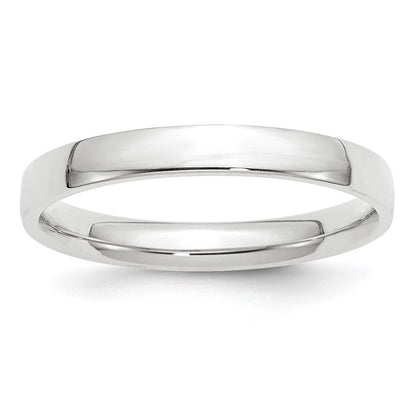 14K Weißgold 3 mm leichter Ehering mit Komfort-Passform
