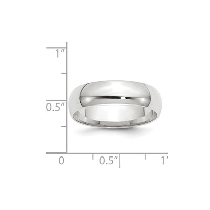 14K Weißgold 6 mm leichter Ehering mit Komfort-Passform