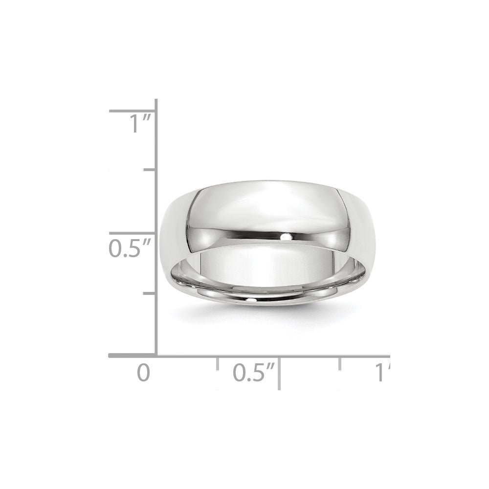 14K Weißgold 7 mm leichter Ehering mit Komfort-Passform