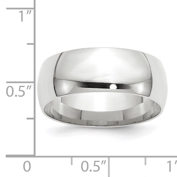 14K Weißgold 8 mm leichter Ehering mit Komfort-Passform