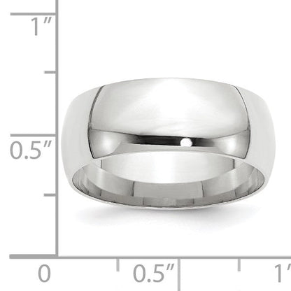 14K Weißgold 8 mm leichter Ehering mit Komfort-Passform