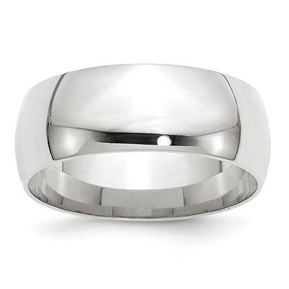 14K Weißgold 8 mm leichter Ehering mit Komfort-Passform