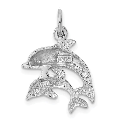 14K Weißgold Delfin-Charm