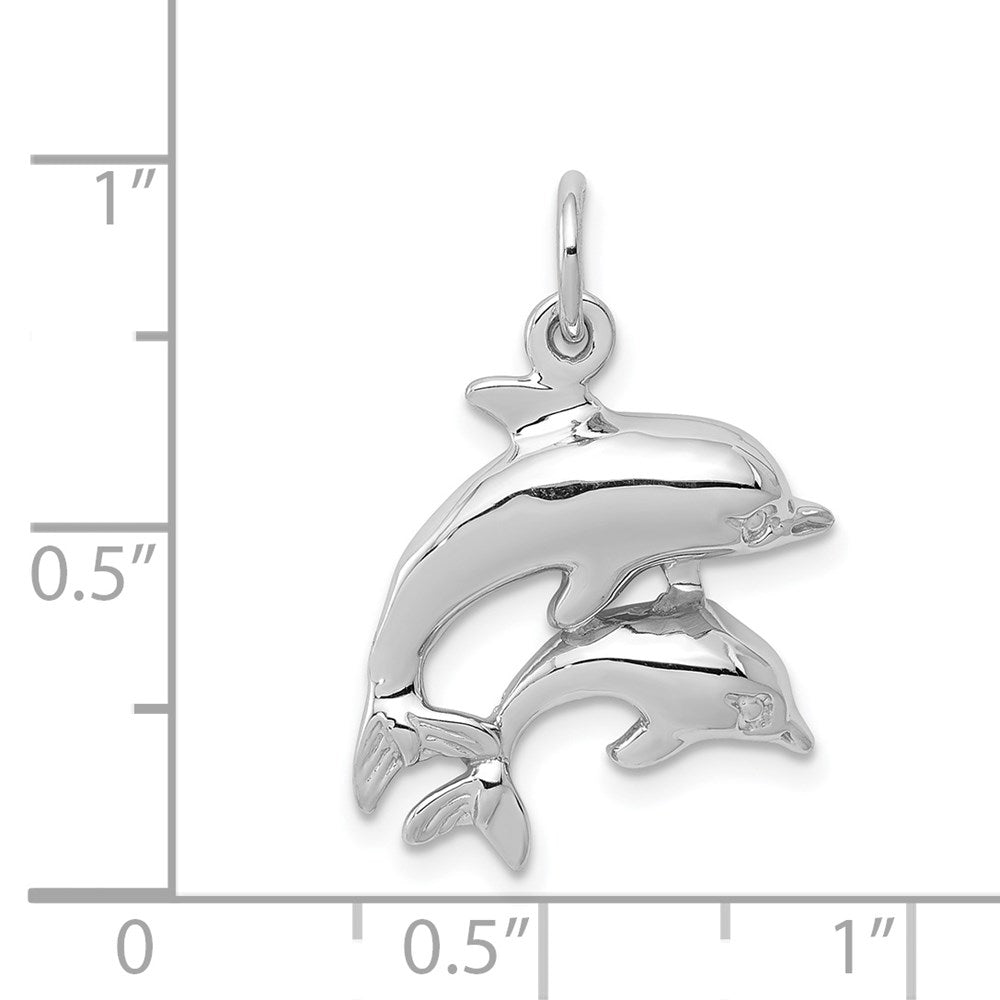 14K Weißgold Delfin-Charm