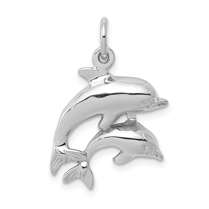 14K Weißgold Delfin-Charm