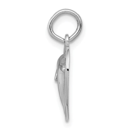 14K Weißgold Delfin in Herz Charm