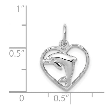 14K Weißgold Delfin in Herz Charm