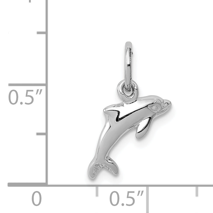 14K Weißgold Delfin Charm
