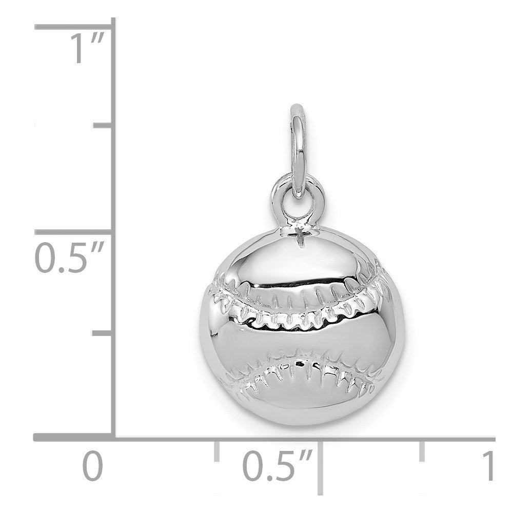 14K Weißgold Baseball-Charm