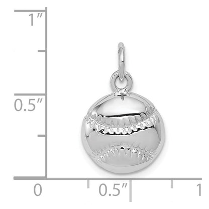 14K Weißgold Baseball-Charm
