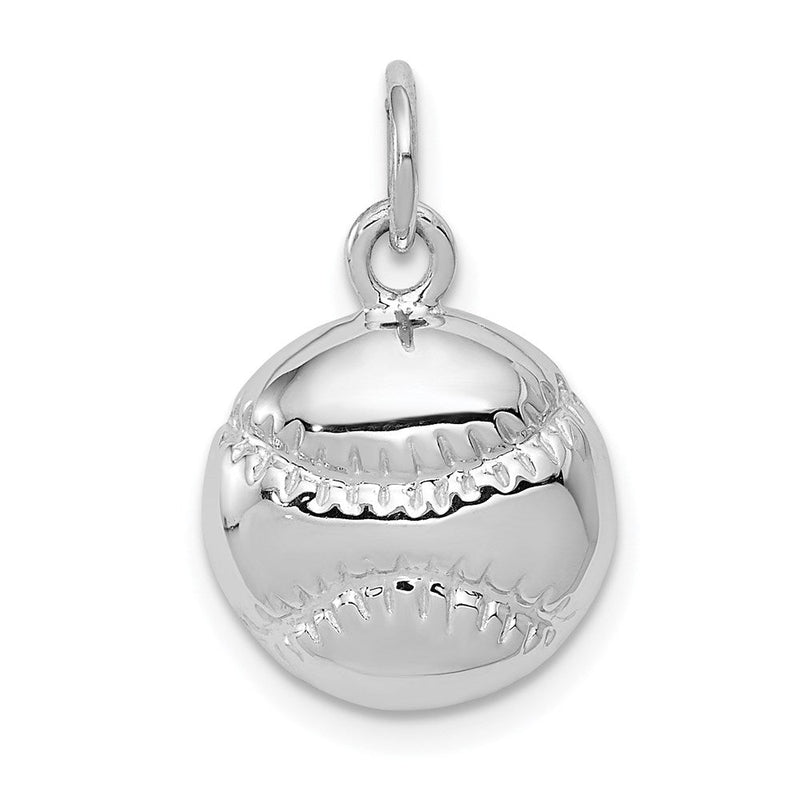 14K Weißgold Baseball-Charm