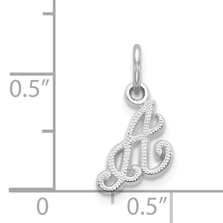 14K Weißgold 14kw Casted Schreibschrift Buchstabe A Initiale Charm