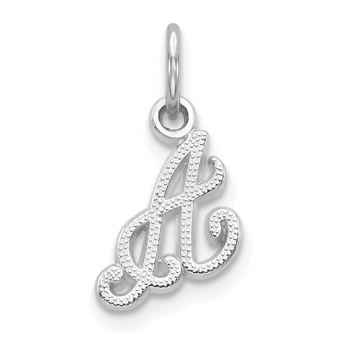 14K Weißgold 14kw Casted Schreibschrift Buchstabe A Initiale Charm