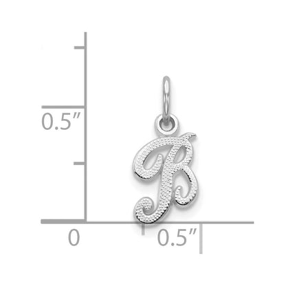 14K Weißgold 14kw Casted Schreibschrift Buchstabe B Initiale Charm