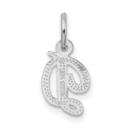 14K Weißgold 14kw Casted Schreibschrift Buchstabe D Initiale Charm