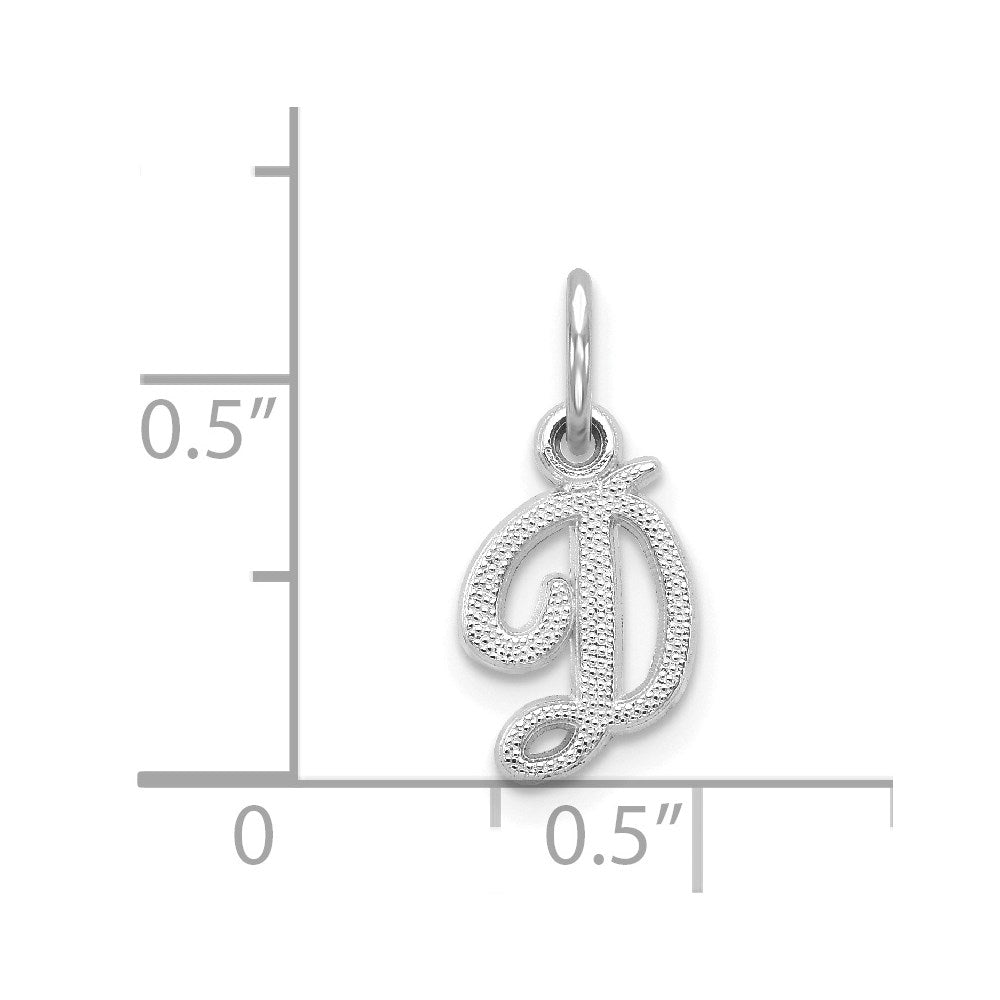 14K Weißgold 14kw Casted Schreibschrift Buchstabe D Initiale Charm