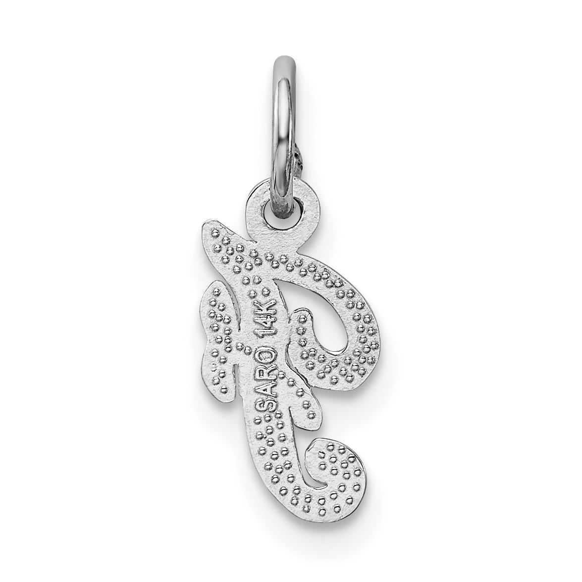 14K Weißgold 14kw Casted Schreibschrift Buchstabe F Initiale Charm
