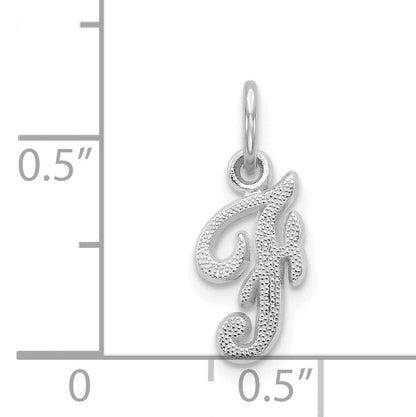 14K Weißgold 14kw Casted Schreibschrift Buchstabe F Initiale Charm