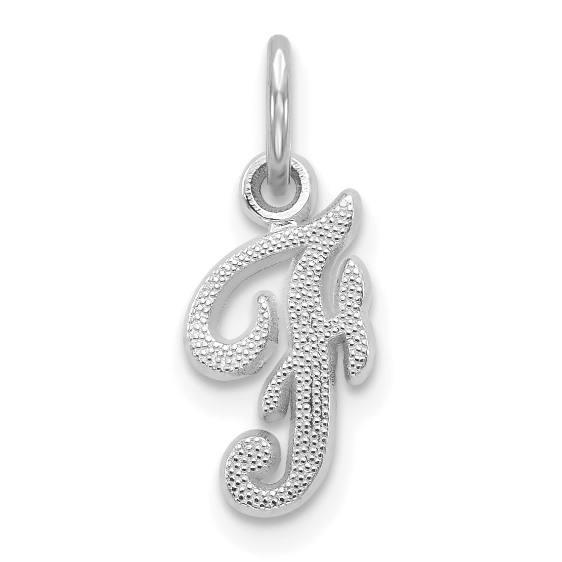 14K Weißgold 14kw Casted Schreibschrift Buchstabe F Initiale Charm