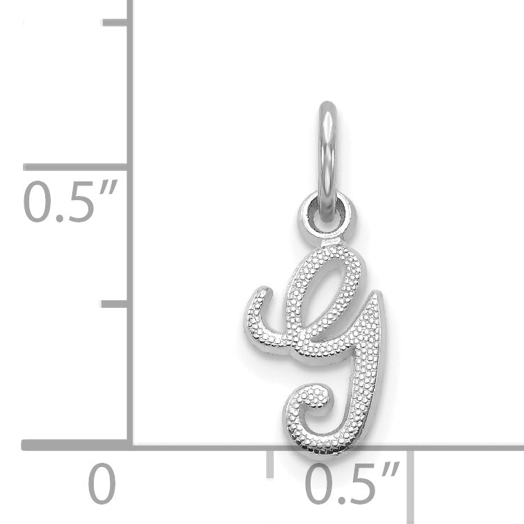 14K Weißgold 14kw Casted Schreibschrift Buchstabe G Initiale Charm