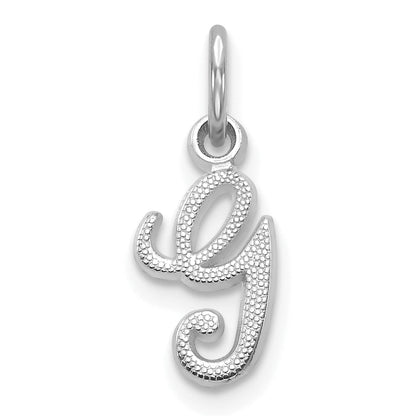 14K Weißgold 14kw Casted Schreibschrift Buchstabe G Initiale Charm