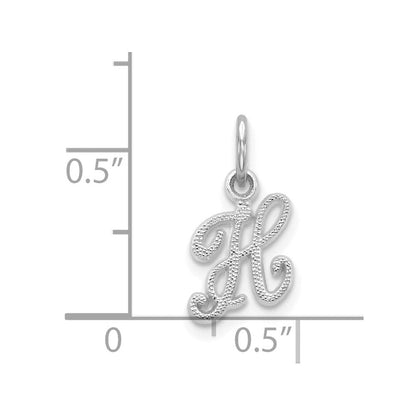 14K Weißgold 14kw Casted Schreibschrift Buchstabe H Initiale Charm