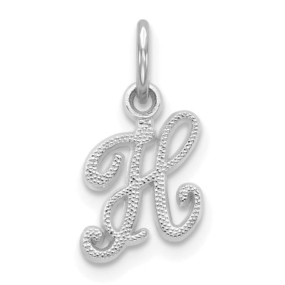 14K Weißgold 14kw Casted Schreibschrift Buchstabe H Initiale Charm