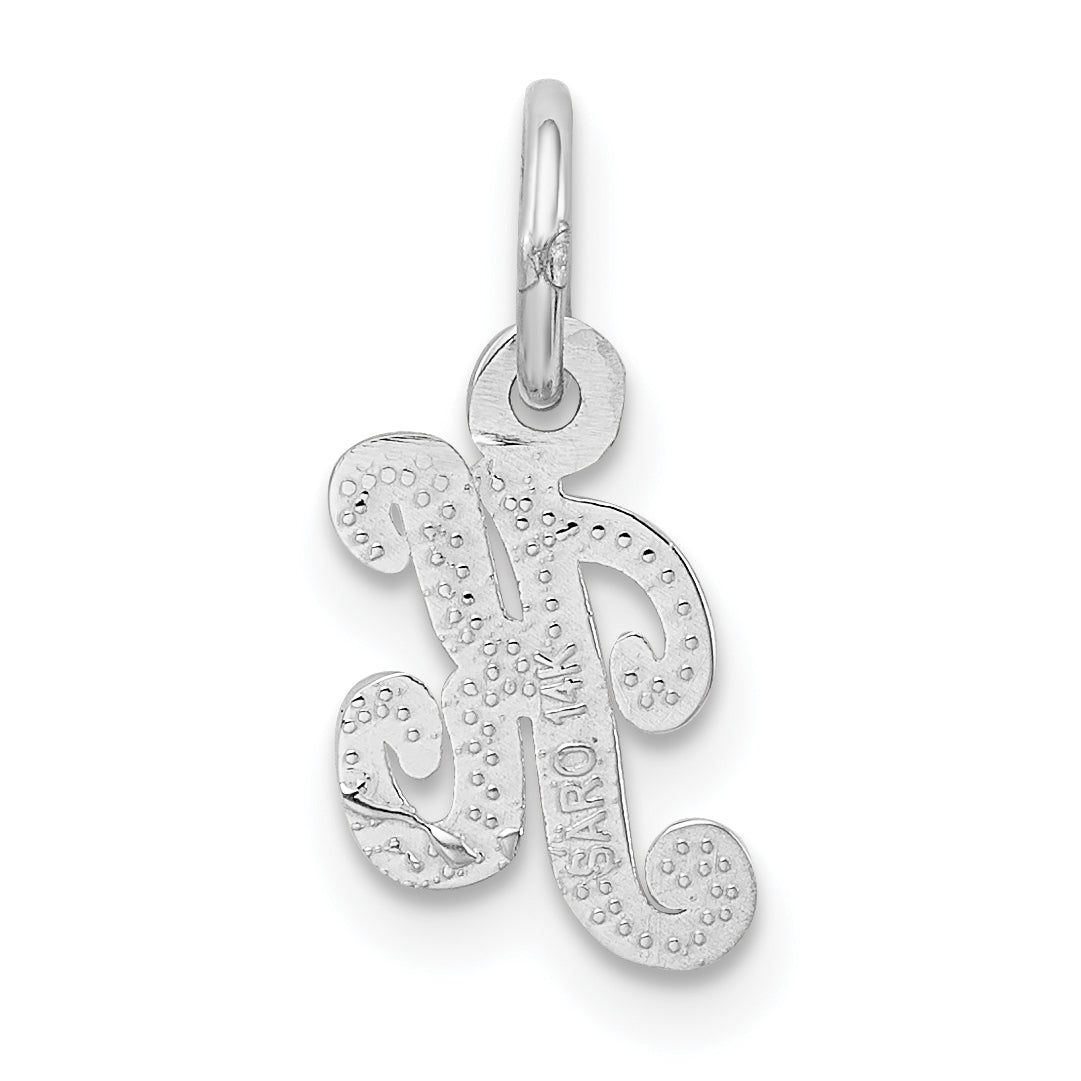 14K Weißgold 14kw Casted Schreibschrift Buchstabe K Initiale Charm